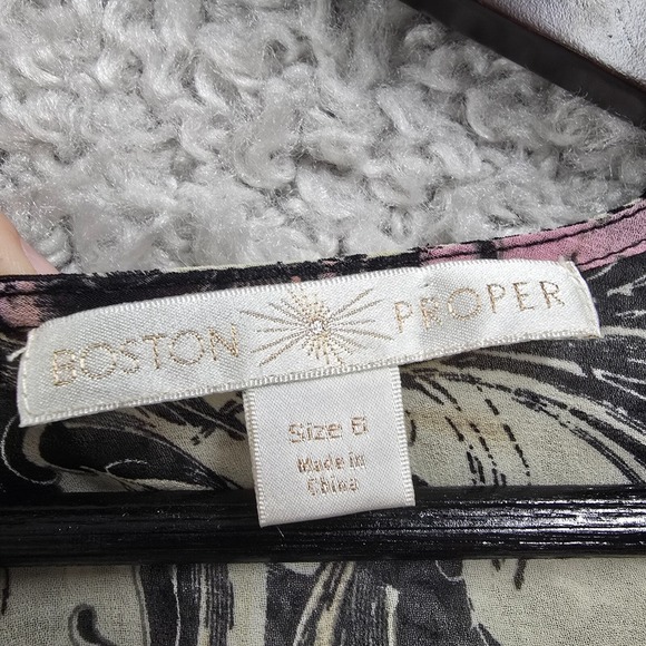 Boston‎ Proper Shirt Womens 6 Black Pink Sheer Bell Sleeve Whimsigoth Witchy Y2K - Picture 5 of 13